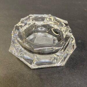 Vintage Crystal Faceted Ashtray VIGILATE  Heraldic Emblem (Knights Of Malta)
